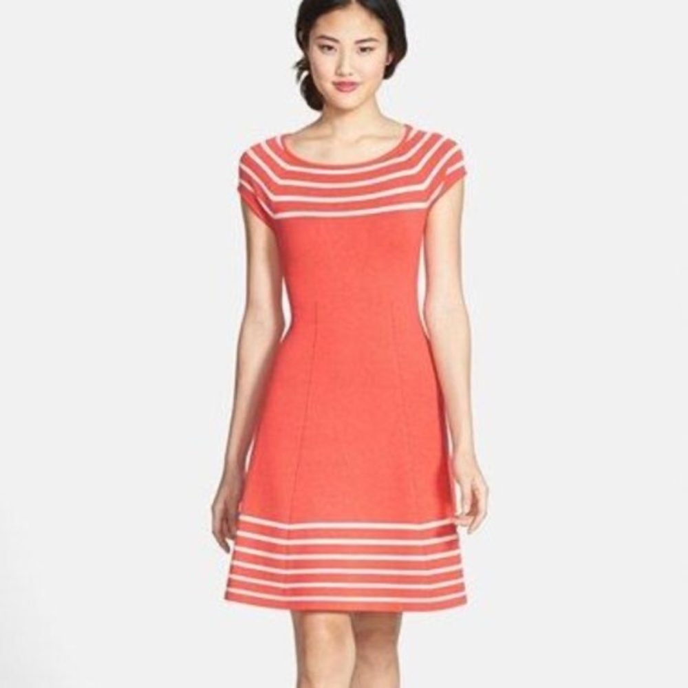 Eliza J coral salmon knit dress small